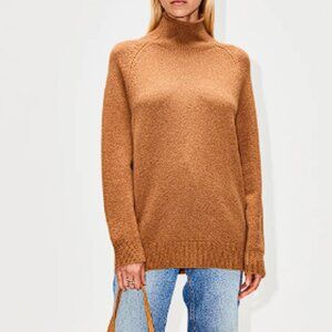 ELYSEWALKER Women's Organic Funnel Neck Pullover Size Small in Vicuna